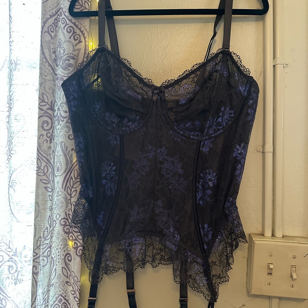 Savage X Fenty Grey and Purple Lace Chemise NWTs